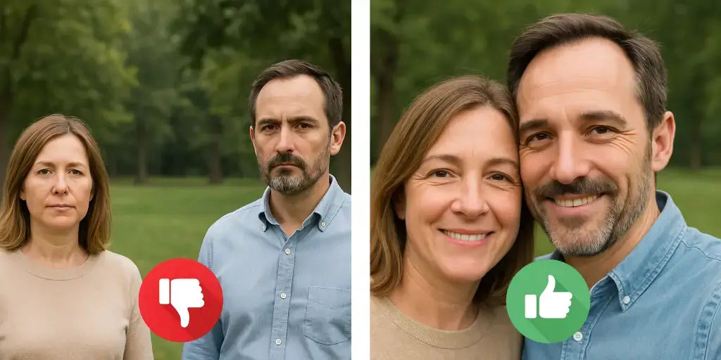 Vergleich weit auseinanderliegender und nah beieinanderliegender Gesichter auf einem Foto für ein Mosaik
